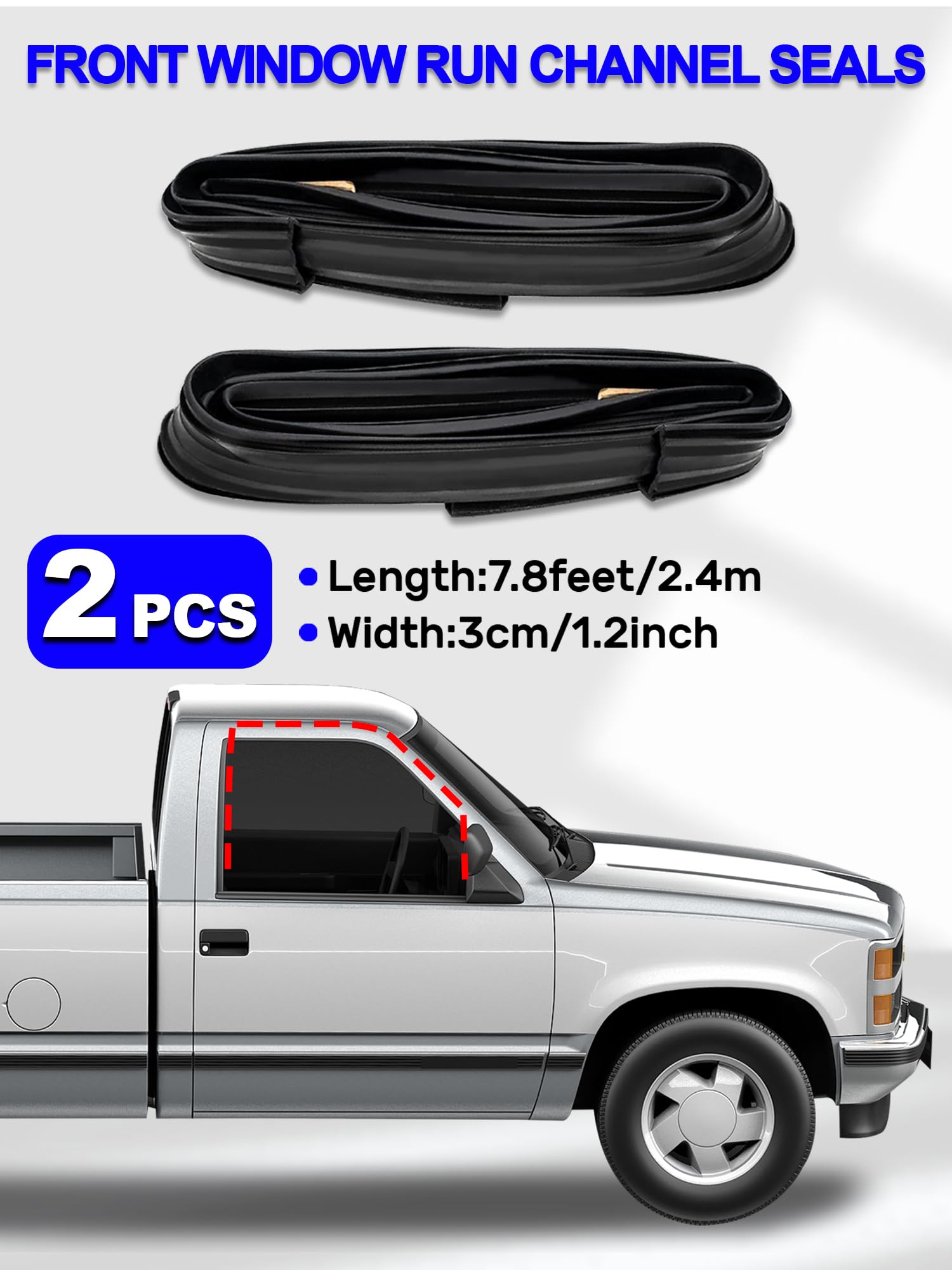Front Door Window Molding Rubber Felt Trim Seal Weatherstrip Kit Compatible With 1973-1991 Chevy