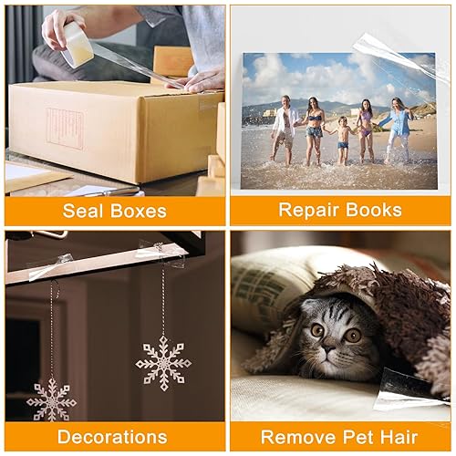 Miniatura 5 de Cinta de embalaje transparente resistente de 110 yardas por rollo (36 rollos) - 2 pulgadas de ancho 1.8 mil de grosor, cinta adhesiva resistente a