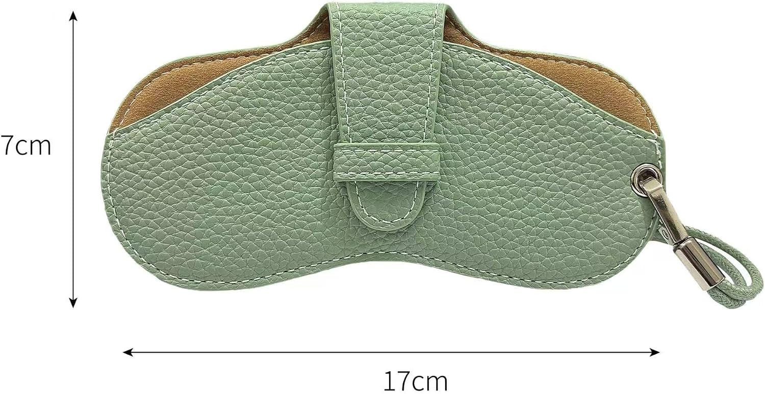 Portable Leather Eyeglass Case with Neck Strap, Sunglasses Holder，For Men and Women