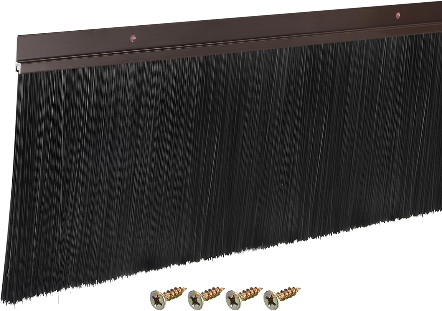 uxcell Door Brush Bottom Sweep H-Shape Aluminum Alloy Base with 5.9-inch PP Brush for Home, Industrial (35-inch L, Brown)