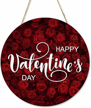 Welcome Front Door Sign Decor Roses for Valentines Day 12in Wooden Sign Suitable for Home/Wall/Porch Decoration