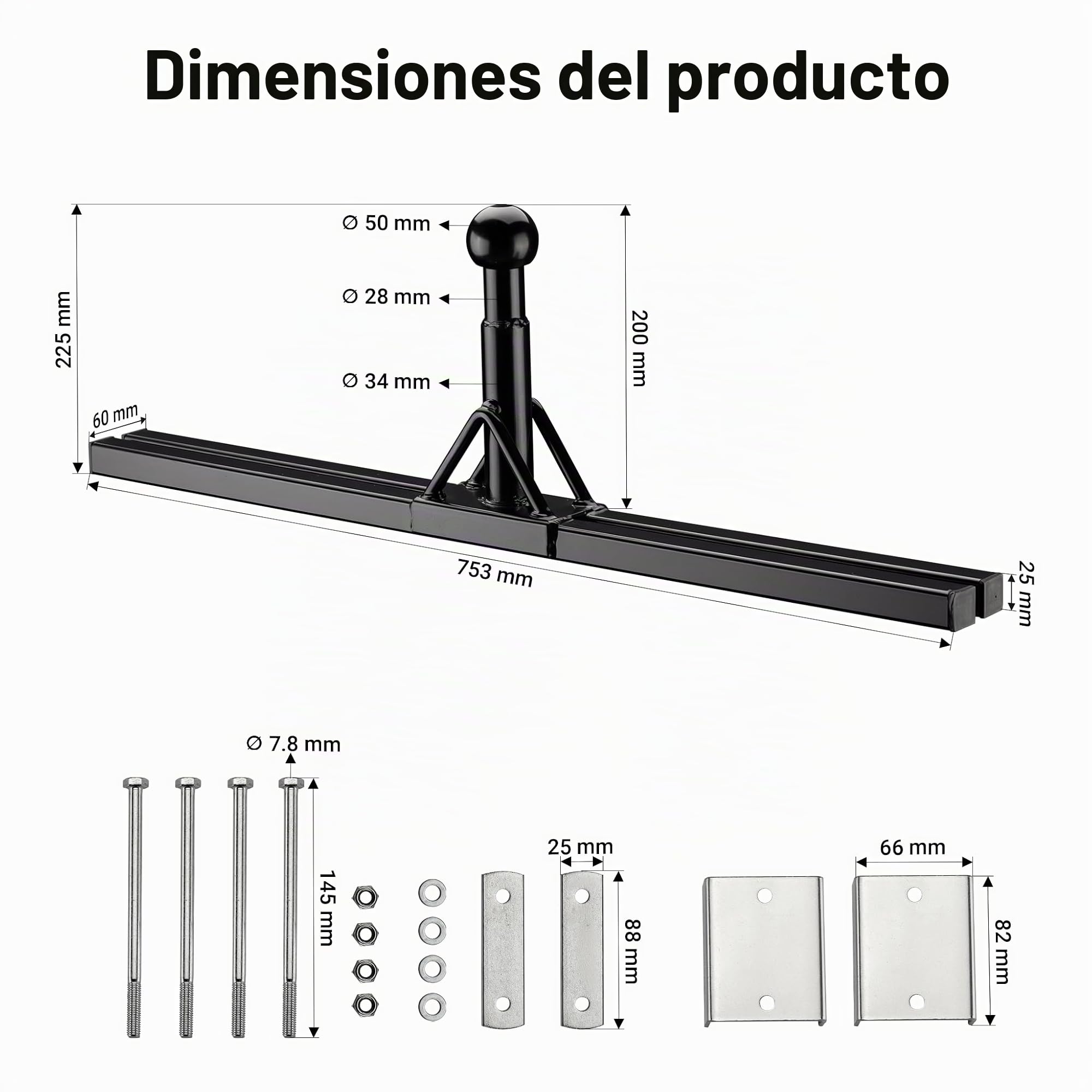 Wiltec Soporte portabicicletas de hasta 80 kg en Acero, Adaptador para Montaje de Porta Bicicletas en Bola de Remolque para remolques y caravanas
