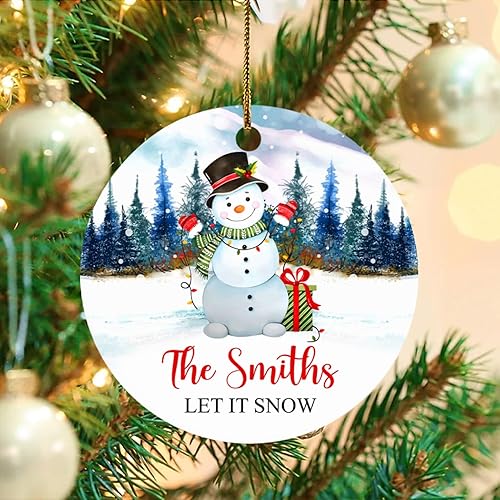 Miniatura 4 de Adorno de Navidad personalizado Let It Snow 2024, adorno de muñeco de nieve de Navidad, regalo de recuerdo para nietos, regalo de muñeco de nieve