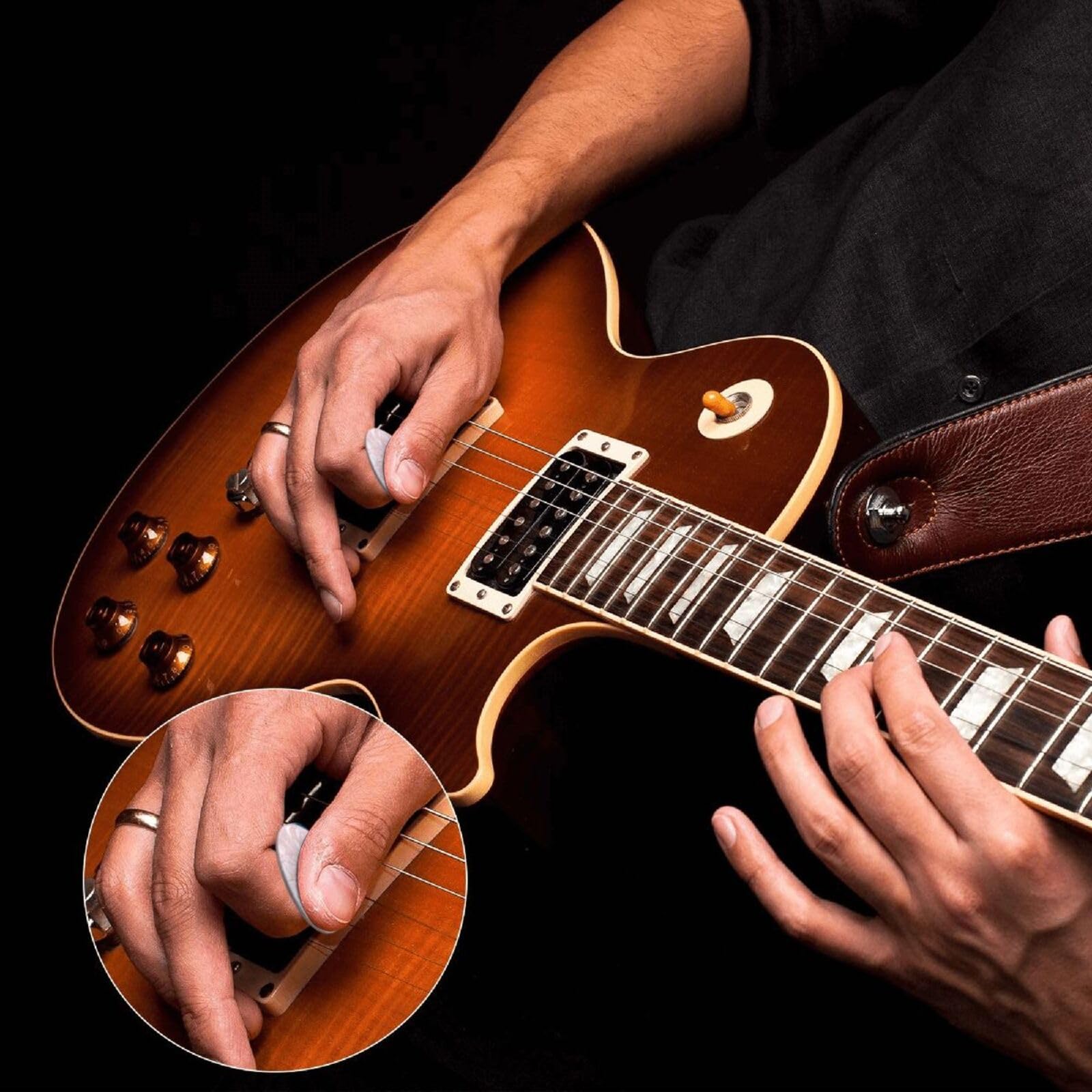 Plettri per chitarra, medi (0,71 mm), per ukulele elettrico e basso, 6 plettri unici per portare con sé una custodia, adatti per chitarristi amanti della musica, motivo floreale rosa