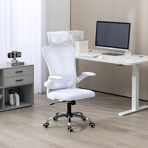 Miniatura 5 de Panana Silla ergonómica de oficina con respaldo alto de malla, reposacabezas ajustable, reposabrazos acolchado abatible, silla giratoria de