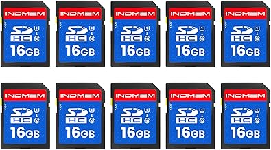 INDMEM - Tarjeta SD de 16 GB, paquete de 10 tarjetas de memoria flash UHS-I Clase 10 MLC, tarjetas digitales seguras de alta velocidad para cámaras, cámaras réflex digitales, cámaras de acción