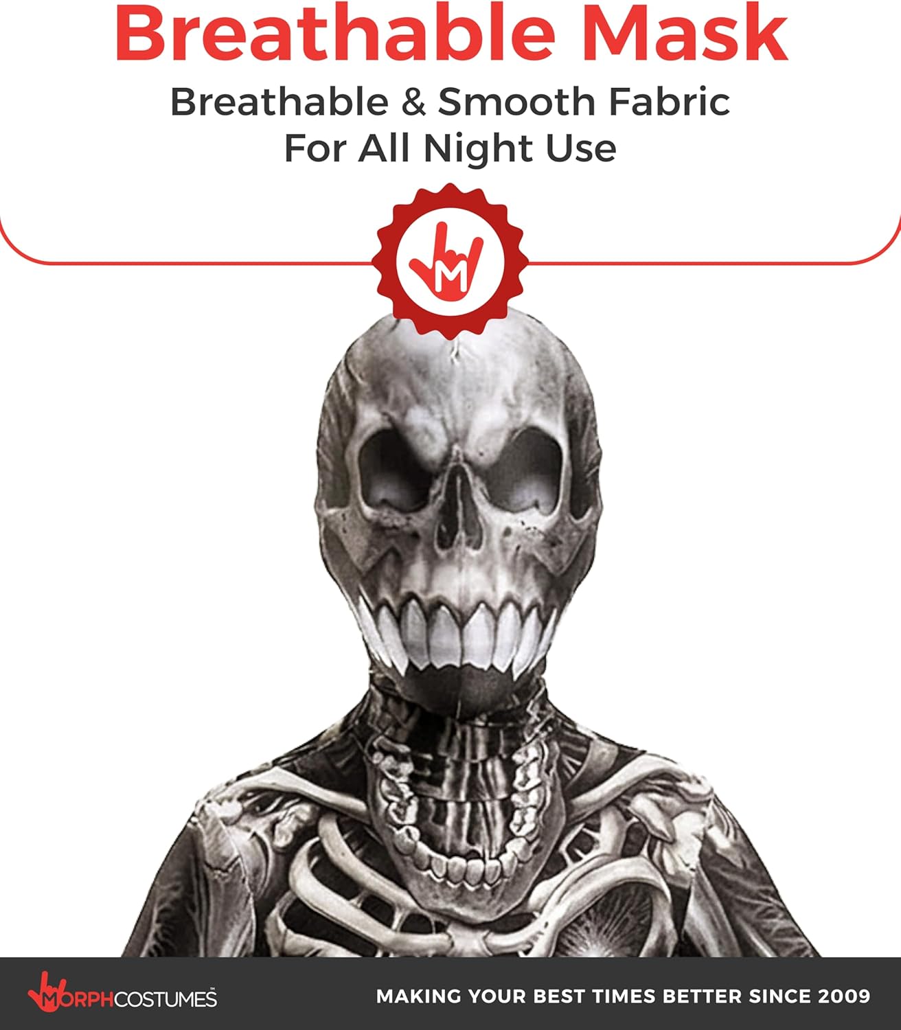 Morphsuits Kids Skull & Bones Monster Costume - Large 4'-4'6 / 10-12 Years