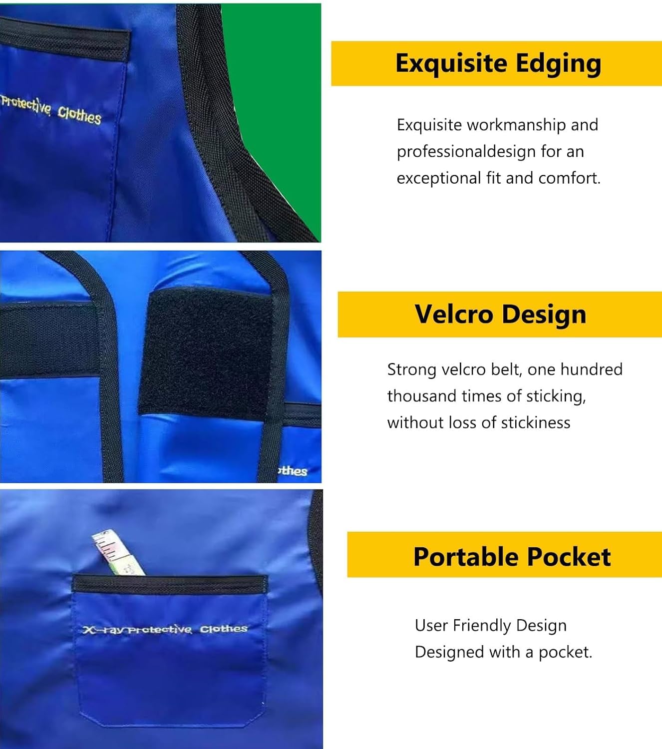 EYPKPL Röntgenblei-Schürze 0,35/0,5 Mmpb Strahlungsschürze, verstellbare Größe, Röntgenschutz, langärmelige Bleischürze, ergonomisches Design, Strahlenschutzanzug Schutz