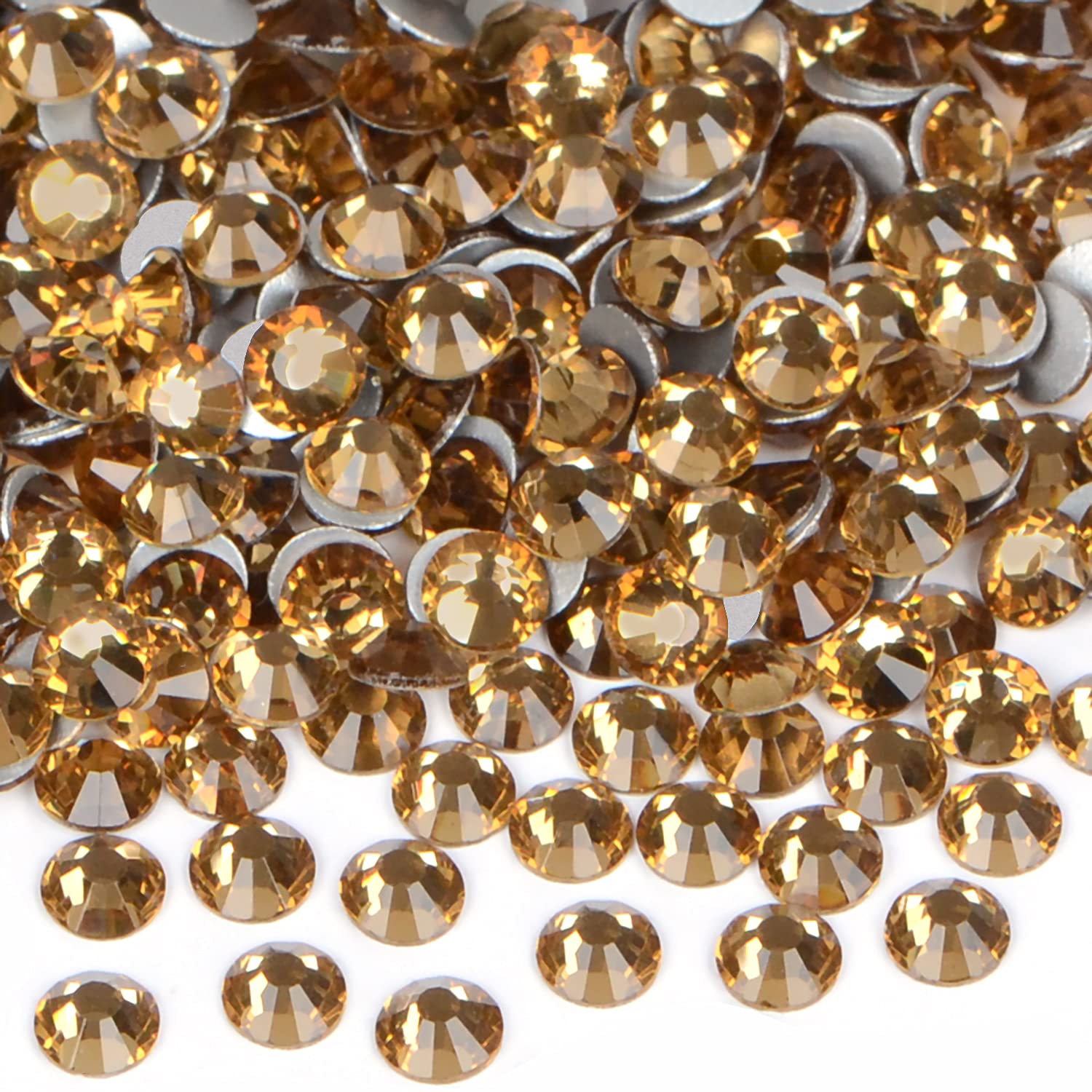 2880PCS Art Nail Rhinestones Non Hotfix Glue Fix Round Crystals Glass Flatback for DIY Jewelry Making with one Picking Pen (ss6 2880pcs, Lt. Topaz)