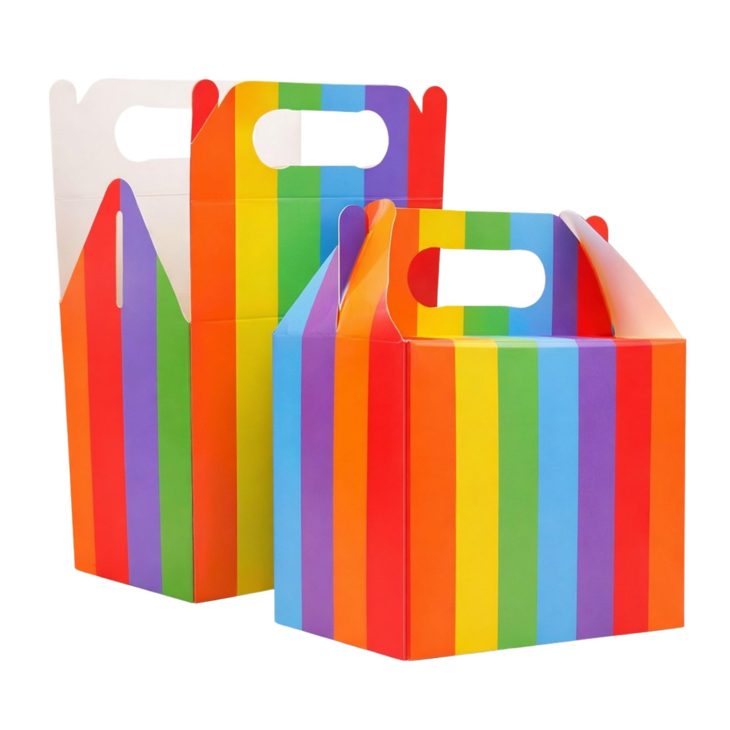 SHATCHI 20Pcs Rainbow Party Food Lunch Boxes Takeaway Containers 14x12x10 cm - Meal Treat, Candy, Cookie, Toys, Cake Packing for Kids Birthday, Wedding, Catering Events, Picnics Party Bags — image 1