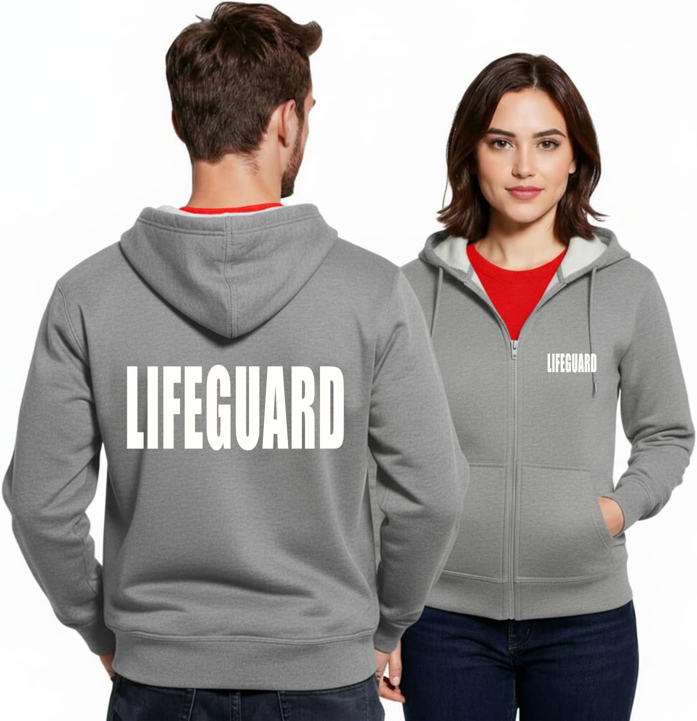 Hoodie Sweatshirt Lifeguard White or Red Cross Lifeguarding Uniform Costume