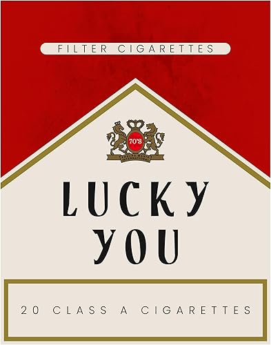 Lucky You - Arte de pared retro de 11 x 14 pulgadas, diseño de cigarrillos vintage, decoración estética minimalista de los años 70, imagen de pared