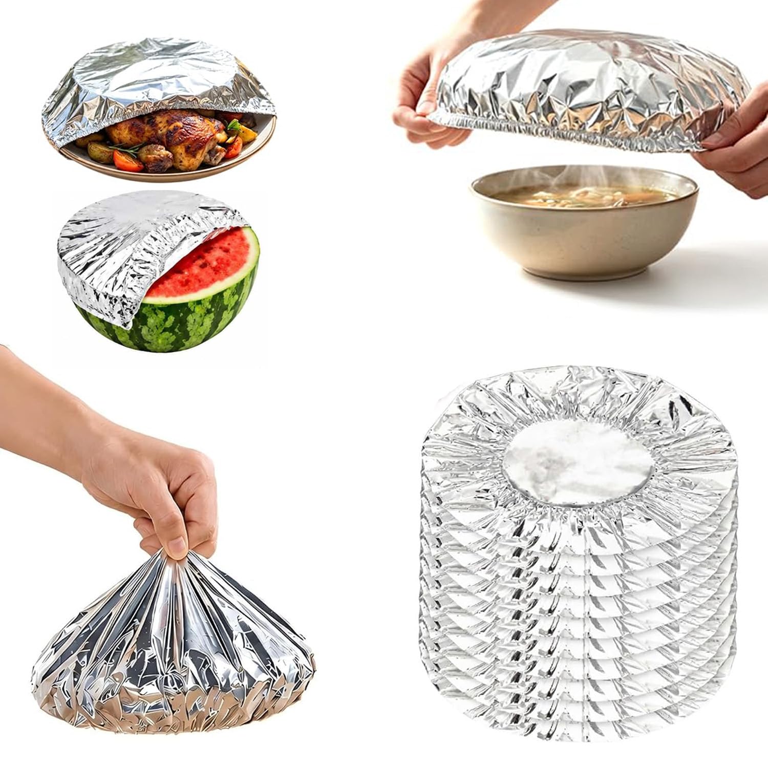 Reusable Aluminum Foil Elastic Food Covers (10)