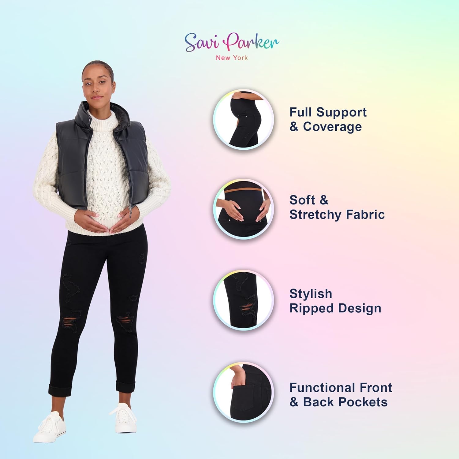 Savi Parker Women’s Maternity Jeans Over The Belly - Pregnancy Clothes for All Seasons, Maternity Pants - Image 4