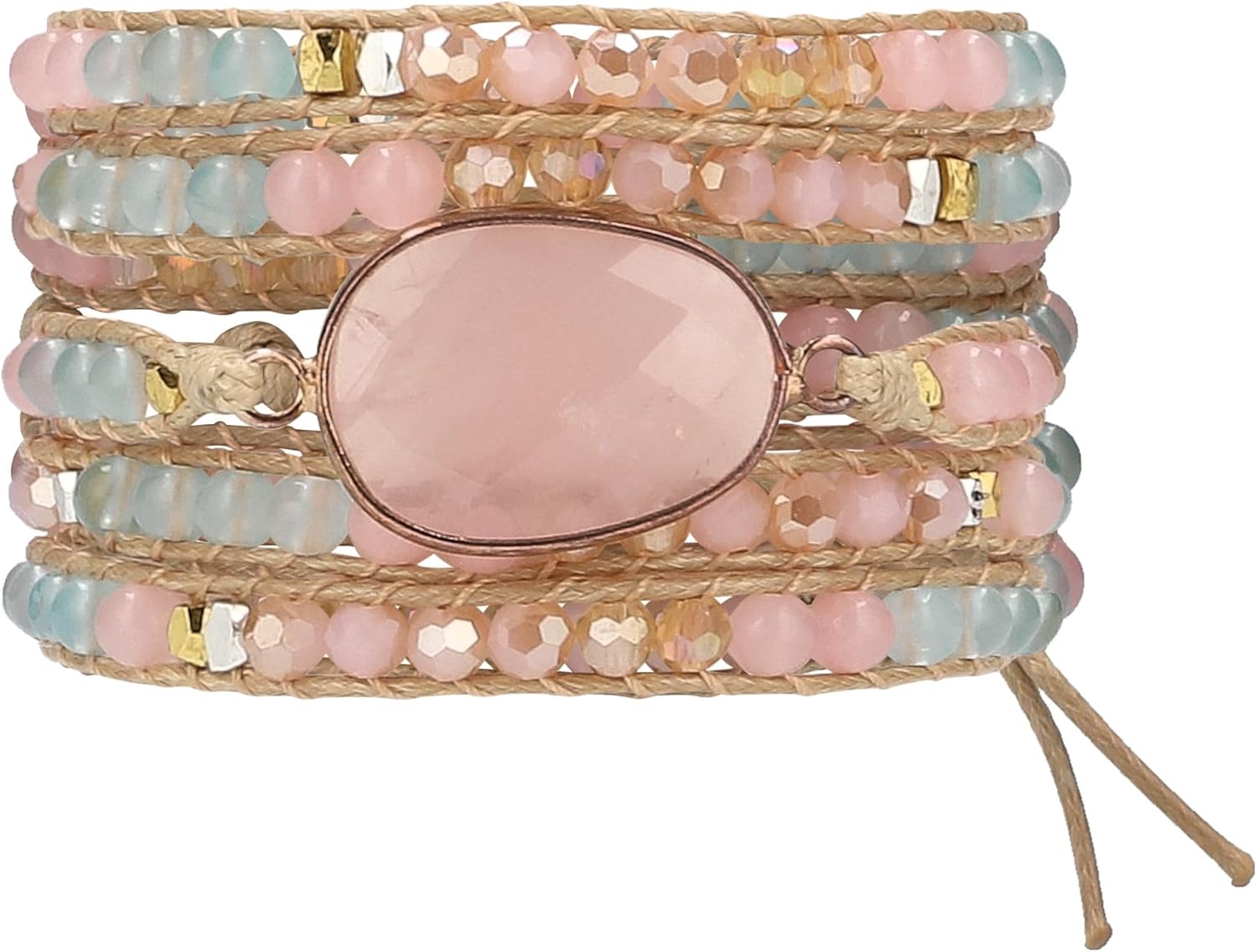 Bracelet for Women – Handmade Vegan Boho Natural Stone Layered Bracelet, Thailand Bohemian Stackable Beaded Wrap Bracelets, Summer Hippie Bracelet Stack, Fashion Jewelry Gifts - Image 2