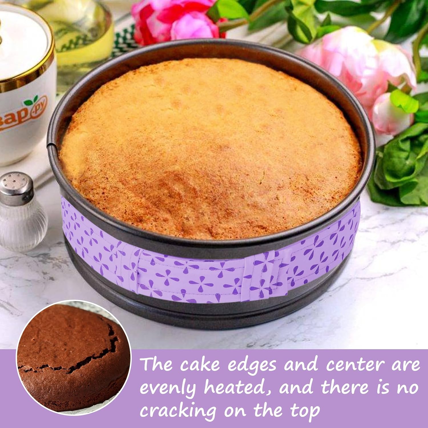 4 Piece Cake Strips For Even Bakery Super Absorbent Baking Strips For 8 And 10 Inch Cake Pans Prevents Domed Tops Cracked Edges Essential Baking Supplies