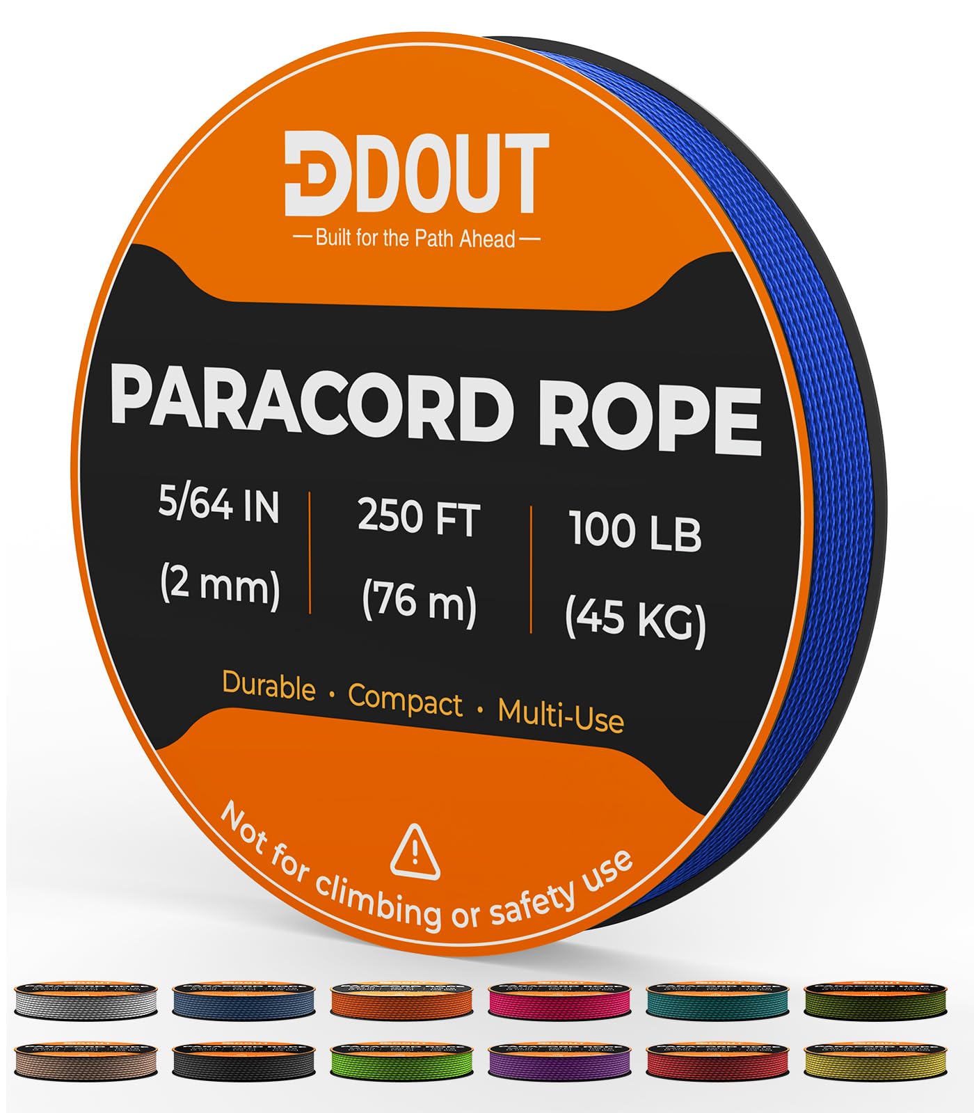 Paracorde nylon 2mm ultra-résistante 45kg fil bleu bricolage