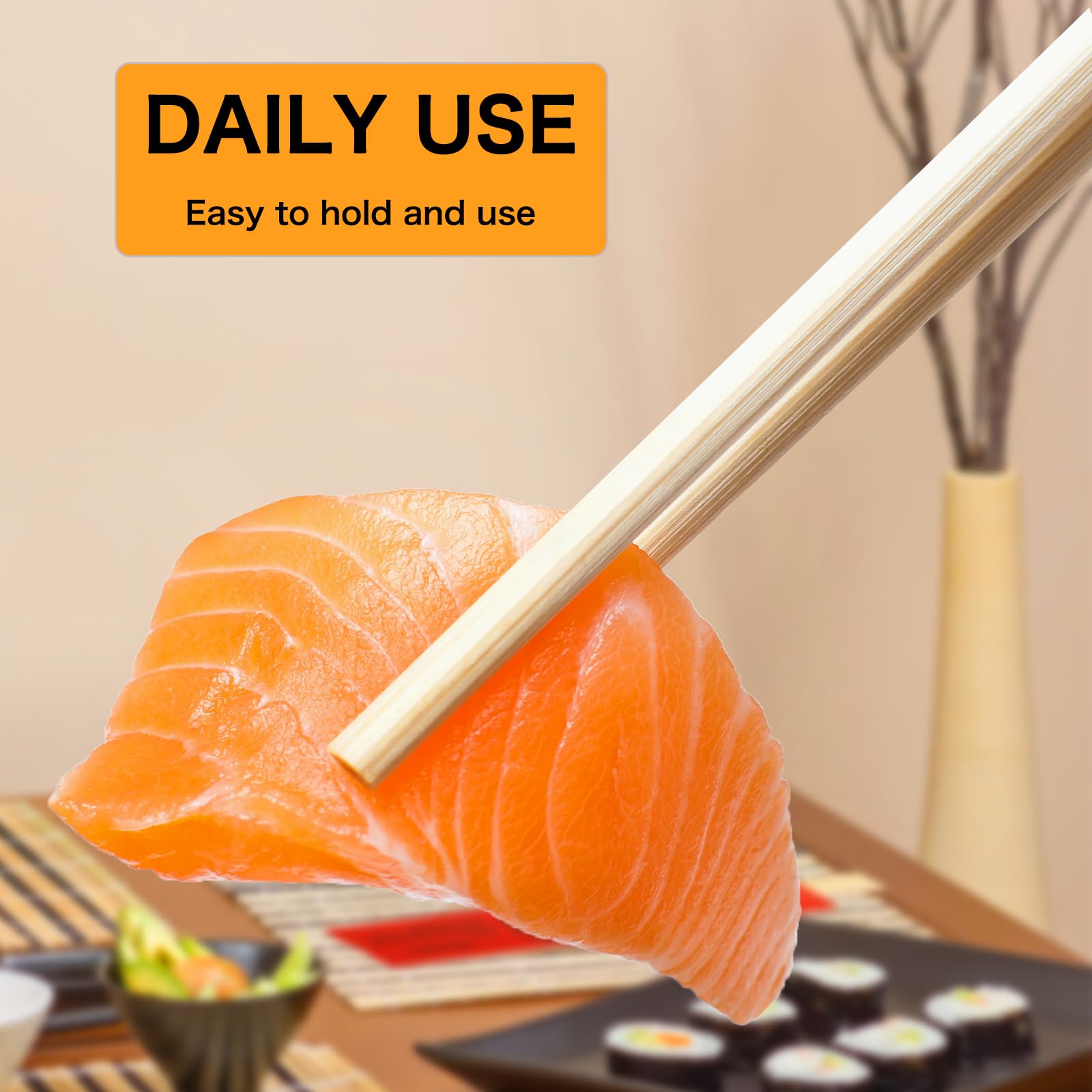 Red Bamboo Chopsticks - 50 Pack, Wedding & Party -3