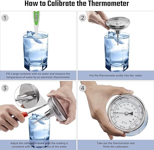 Miniatura 7 de NPT - Termómetro de esfera de cerveza de 12, termómetro de acero inoxidable para hervidor de cerveza casera, termómetro de olla sin soldadura,