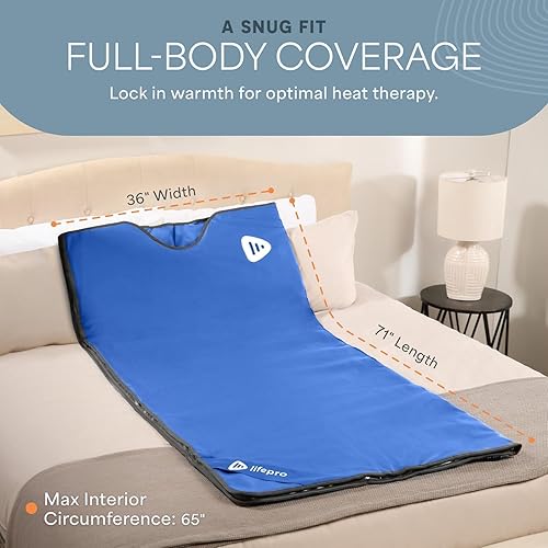 Miniatura 59 de Lifepro Infrared Sauna Blanket for Detox & Relaxation – Low EMF Carbon Fiber Heating, 9 Temp Levels, 5 Colors – Portable Full Body Sauna Blanket