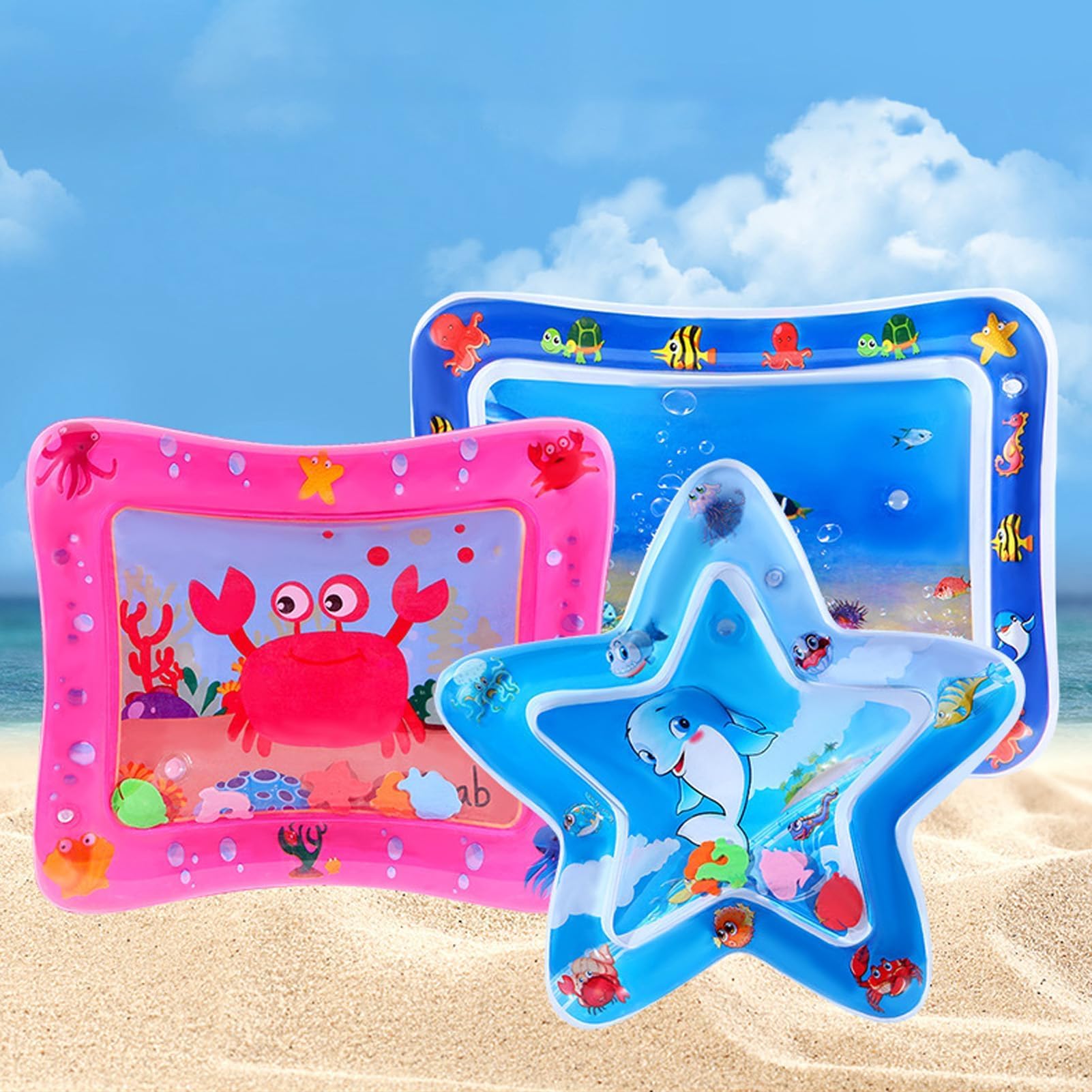 Cat Water Play Mat - Summer Sensory Mat With Fish Design, 100x100cm, PVC Cooling Pad For Indoor Cats
