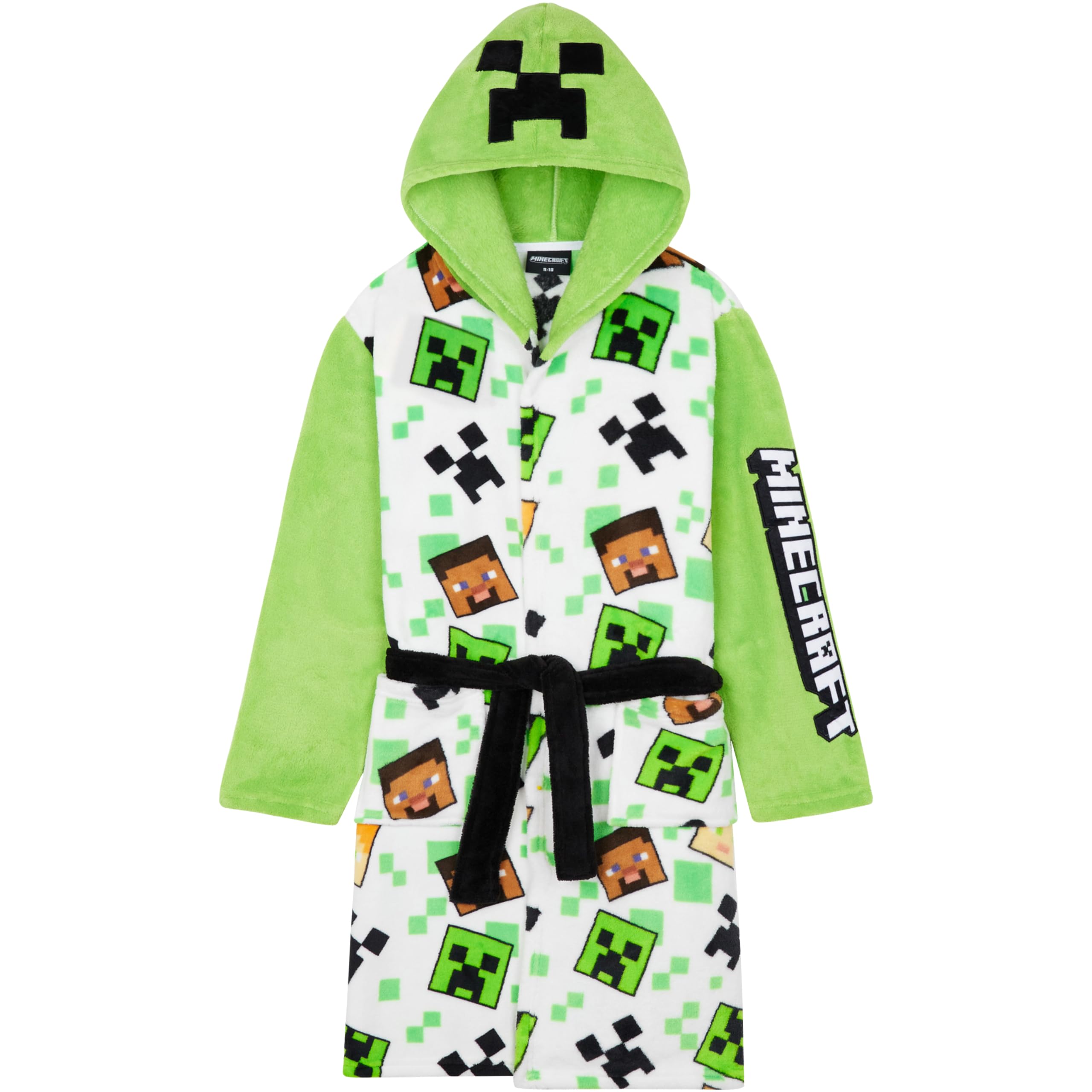 Get Trend Minecraft Robe for Boys Teens, Hooded Dressing Gown, Creeper Loungewear Cozy Robes, Gamer Gifts for Boys