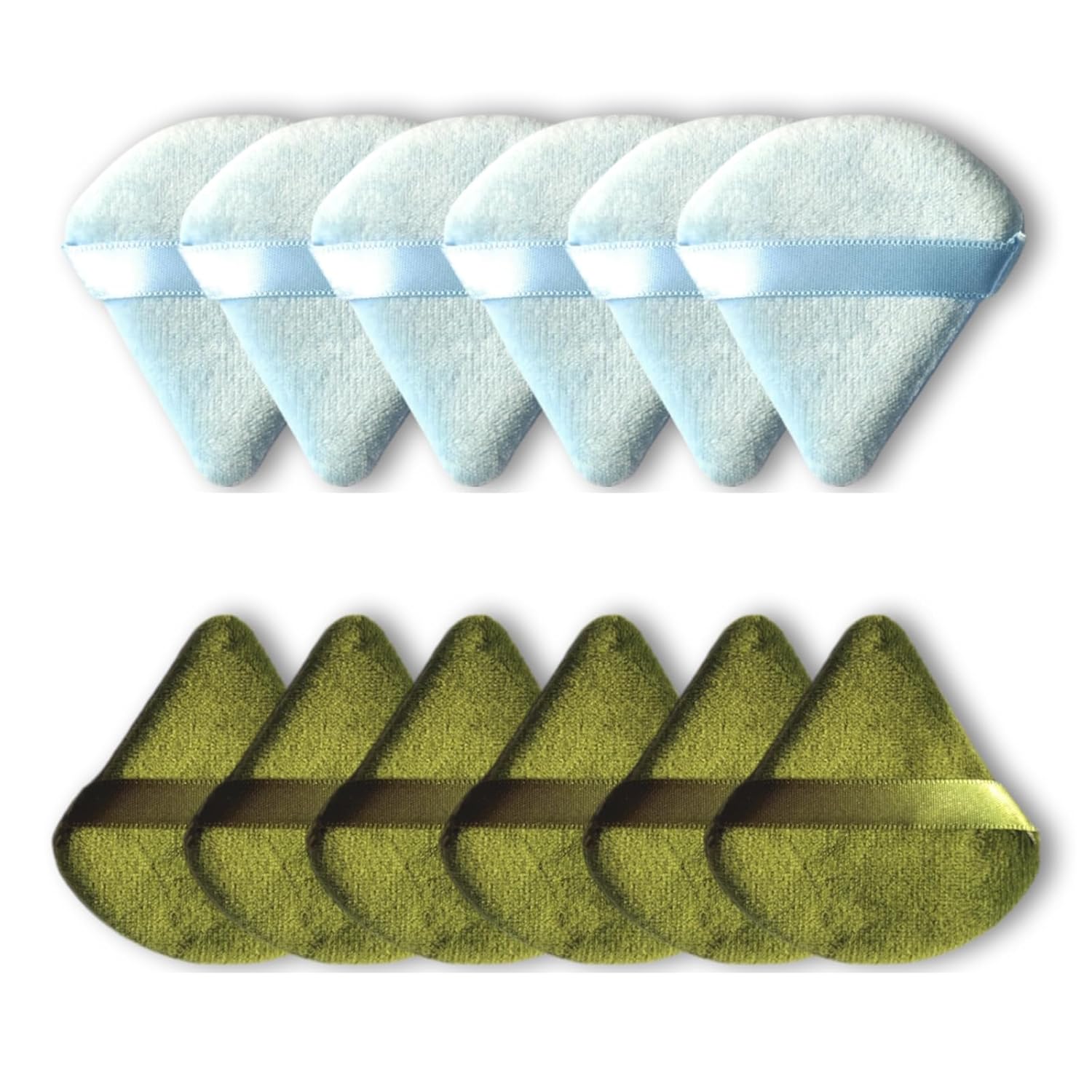 12 Pcs Triangular Powder Puff, Soft Wet Dry Makeup Wedges for Loose Powder Setting Foundation (Matcha Blue)