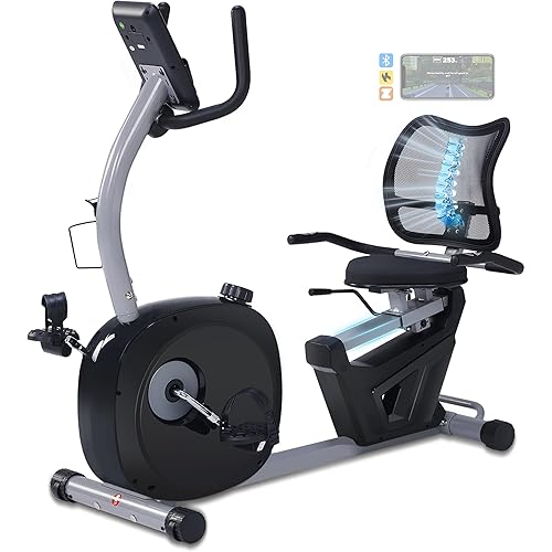 Recumbent Exercise Bike, Recumbent Bike for Home with Smart Workout APP - Recumbent Bikes with Ergonomic Backrest and Comfort Seat, 420LBS Weight Capacity, Larger Backlit Display