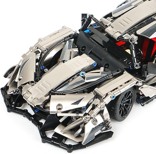 Miniatura 3 de Mesiondy Kit de bloques de construcción de autos de carreras desafiantes para adultos, juguetes de bloques de construcción de autos deportivos, kits