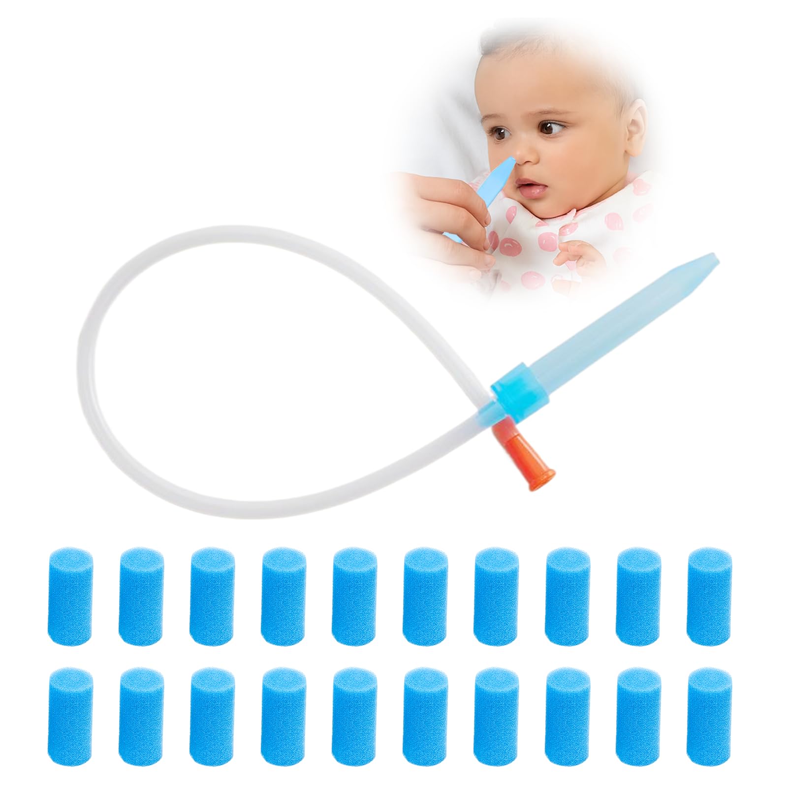 Ebksqs Nasensauger, sanft, mit 20 Filtern, einfach zu reinigen, wiederverwendbar, blau