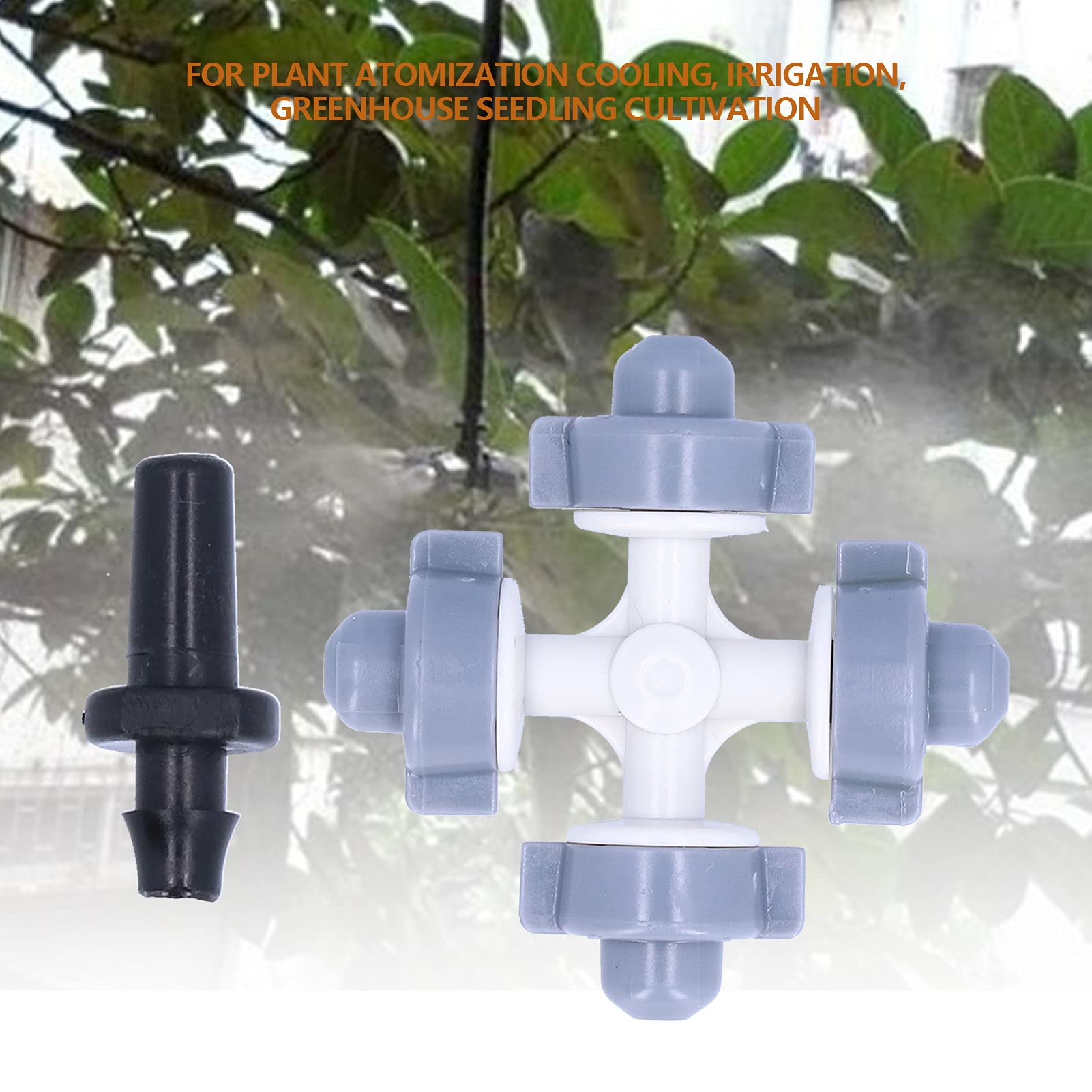 50 Set Ugello nebulizzatore, Ugello spruzzatore a 4 uscite, Ugello nebulizzatore per irrigazione da giardinaggio, Accessorio per irrigazione con irrigatore sospeso