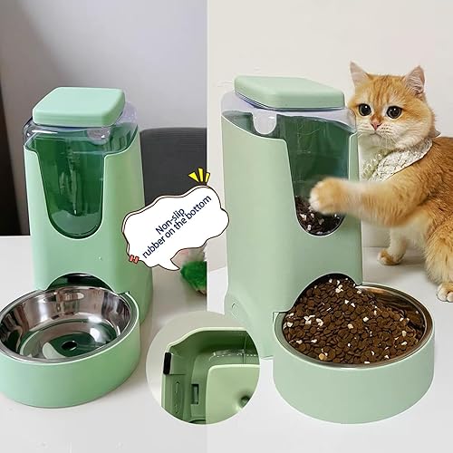 Miniatura 5 de Alimentador automático por gravedad para perros, 2.8 L, dispensador de agua y comida de 4 litros con cuenco de acero inoxidable para cachorros