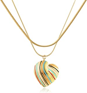 LETFLY Gold Shell Necklace for Women, 18K Gold Plated Sea Shell Shaped Pendant with Adjustable Snake Layered Chain for Womens Summer Jewelry Gifts