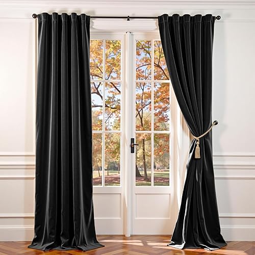 Miniatura 111 de Lazzzy Cortinas Opacas de Terciopelo con Aislamiento Térmico para Ventanas de Habitación, Cortinas de Lujo Súper Suaves para Sala de Estar, Salvia