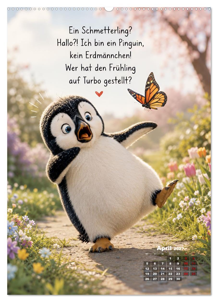 CALVENDO · Oscar - Lachen ist die beste Jahreszeit (Kalender 2027) | DIN A2 Hochformat · Wandkalender · Kalender voller humorvoller Pinguin‑Momente