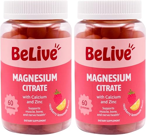 Miniatura 7 de BeLive Gomitas de citrato de magnesio con calcio y zinc para adultos y niños, suplemento de magnesio de alta absorción para la salud cognitiva,