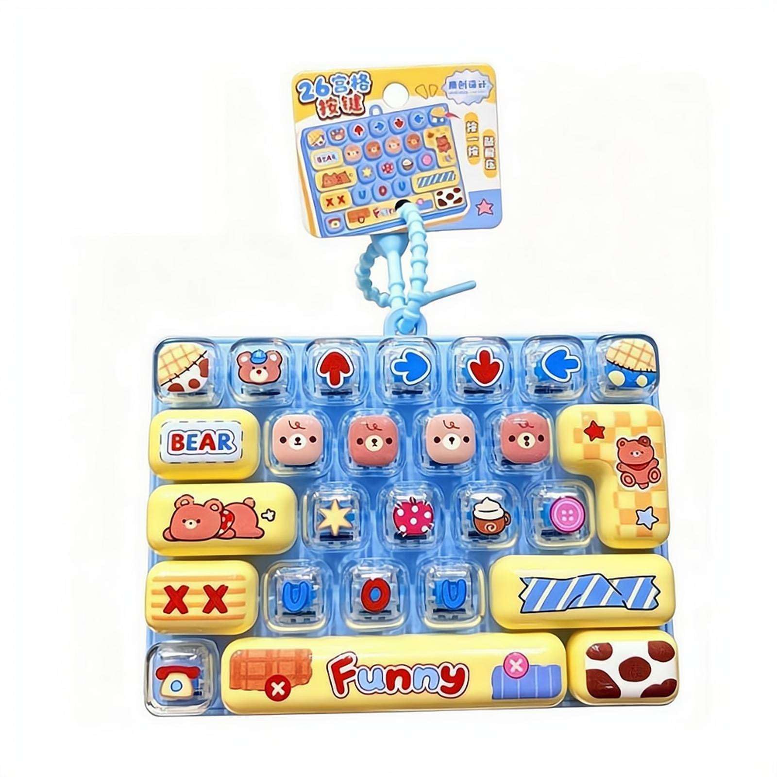 Keyboard Fidget Keychain for Adults, Creative 26-Key Portable Fidgets Keyboard Finger Clicker, Funny Bag Pendant for Focus & Calm at Work or Study, Pass Time