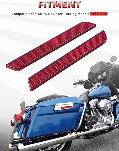 Miniatura 7 de Amazicha Cubiertas de pestillo de reflectores rojos para alforjas de visibilidad lateral compatibles con Harley Davidson Touring Road King Street