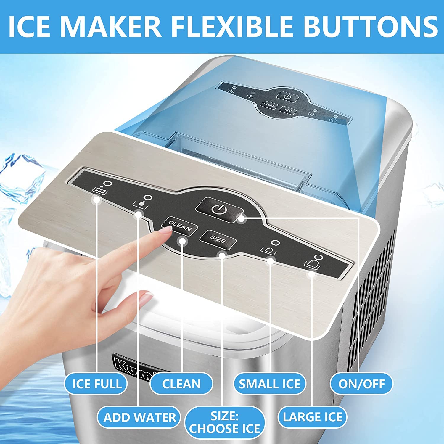 KUMIO Ice Maker Control Panel with flexible buttons
