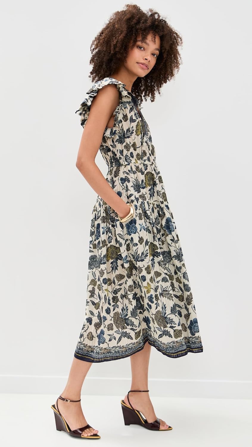 Ulla Johnson Women's Kairi Flutter Sleeve Midi Dress - Image 4