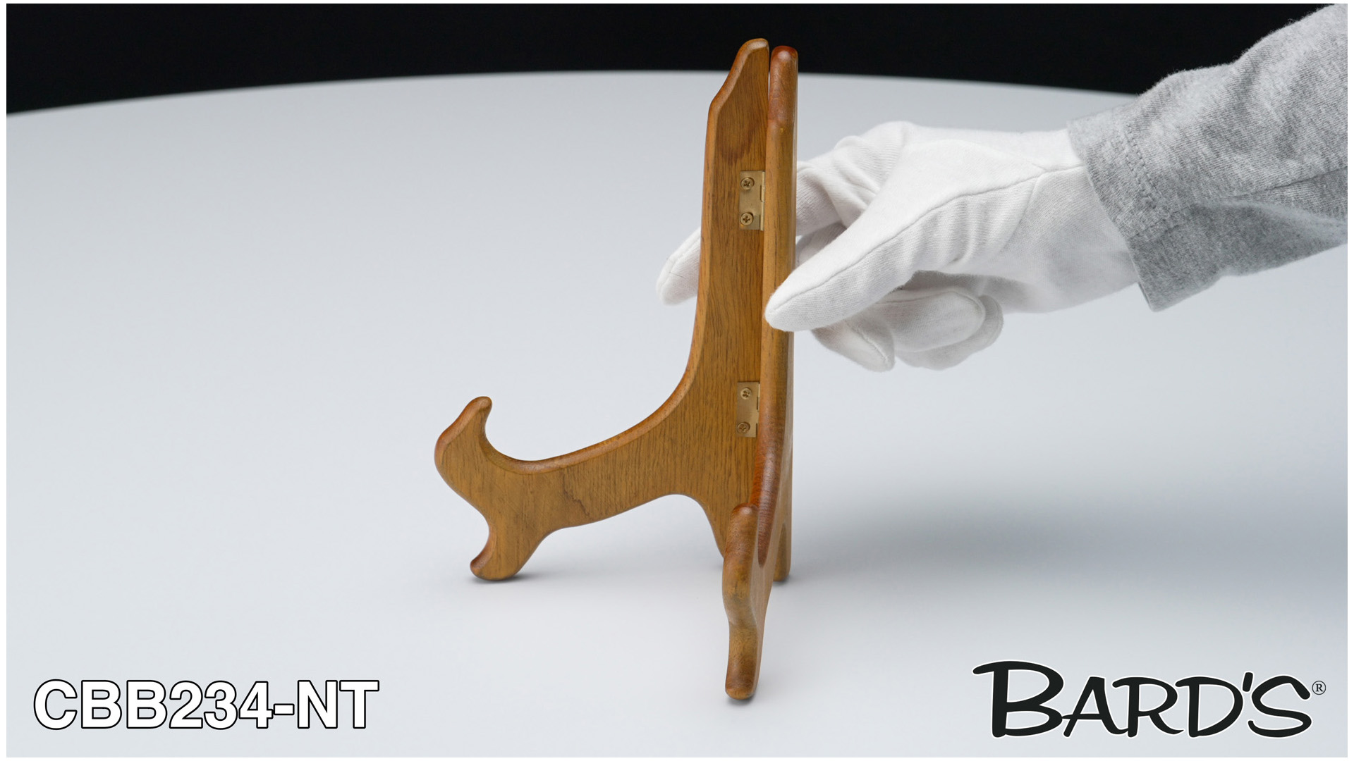 3 Supporti Espositori In Legno Scuro Per Piatti E Quadri - Cernierati Regolabili 10x12 Cm - Bard's