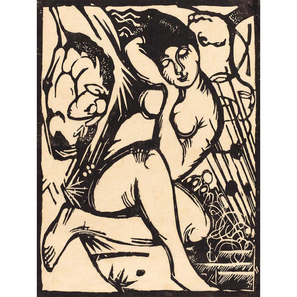 Wee Blue Coo Franz Marc German Sleeping Shepherdess Schlafende Hirtin Artwork Art Print Poster Wall Decor 12X16 Inch