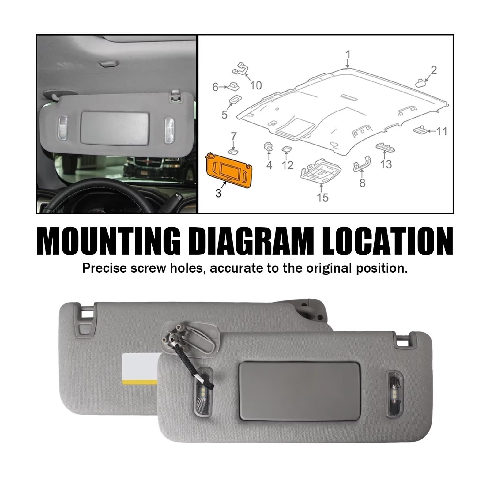 Frontscheibe Thermomatte Für Chevy Für Silverado 1500 2500 3500 2015 2016 2017 2018 2019 Links Fahrer Rechts Sonnenschirm Auto Sonnenblende(Gray Left Side)