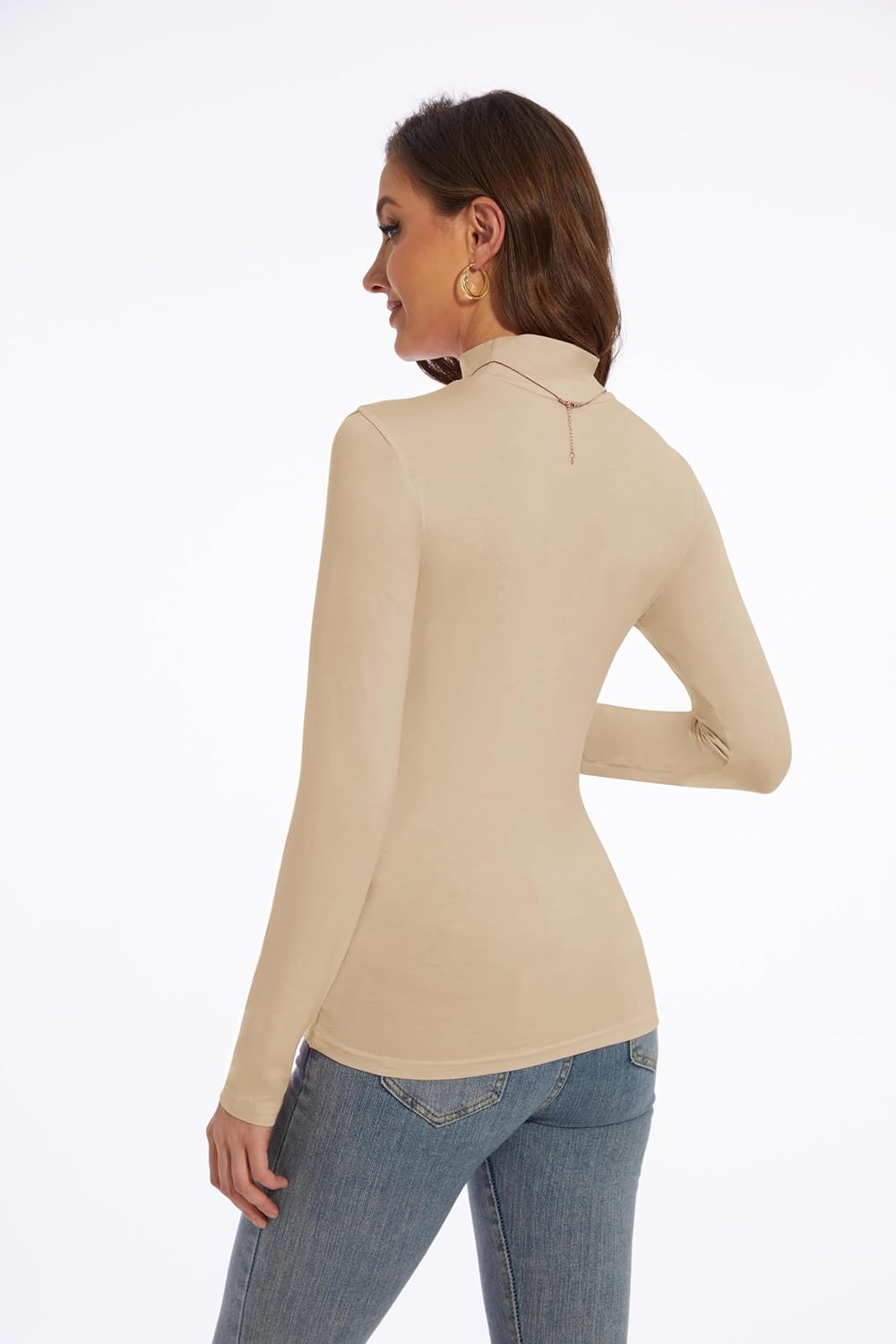 Zephyrine Womens Long Sleeve Mock Turtleneck Lightweight Shirts Slim Fitted Base Layer Undershirt - Image 5