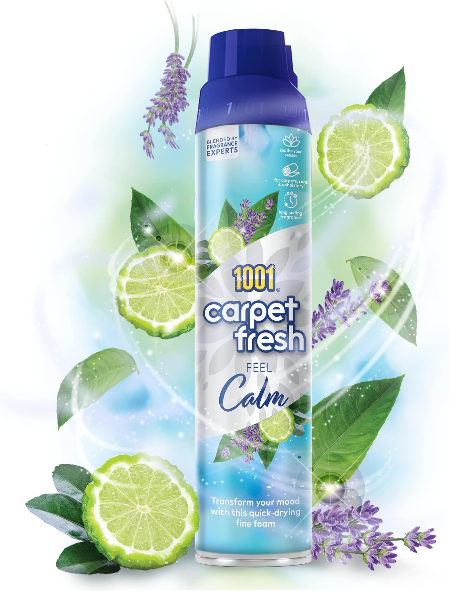 1001 Carpet Fresh Feel Calm - Serene Sanctuary Carpet Freshening Scent for Stress-Free Living, Hours of Freshness, Quick drying, For use On Carpet Rug Upholstery Freshening Foam 300ml