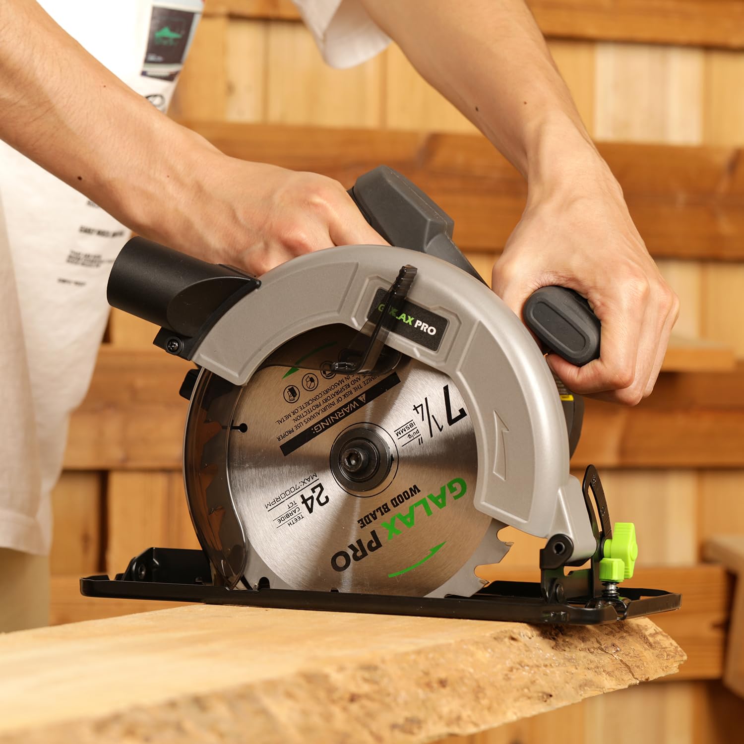 Scie Circulaire 1400W GALAX PRO, Scie Circulaire pour le bois, 6000 RPM, Profondeur de Coupe Max: 62 mm (90°) et 48 mm (45°), moteur en cuivre pur, Lama 185 mm