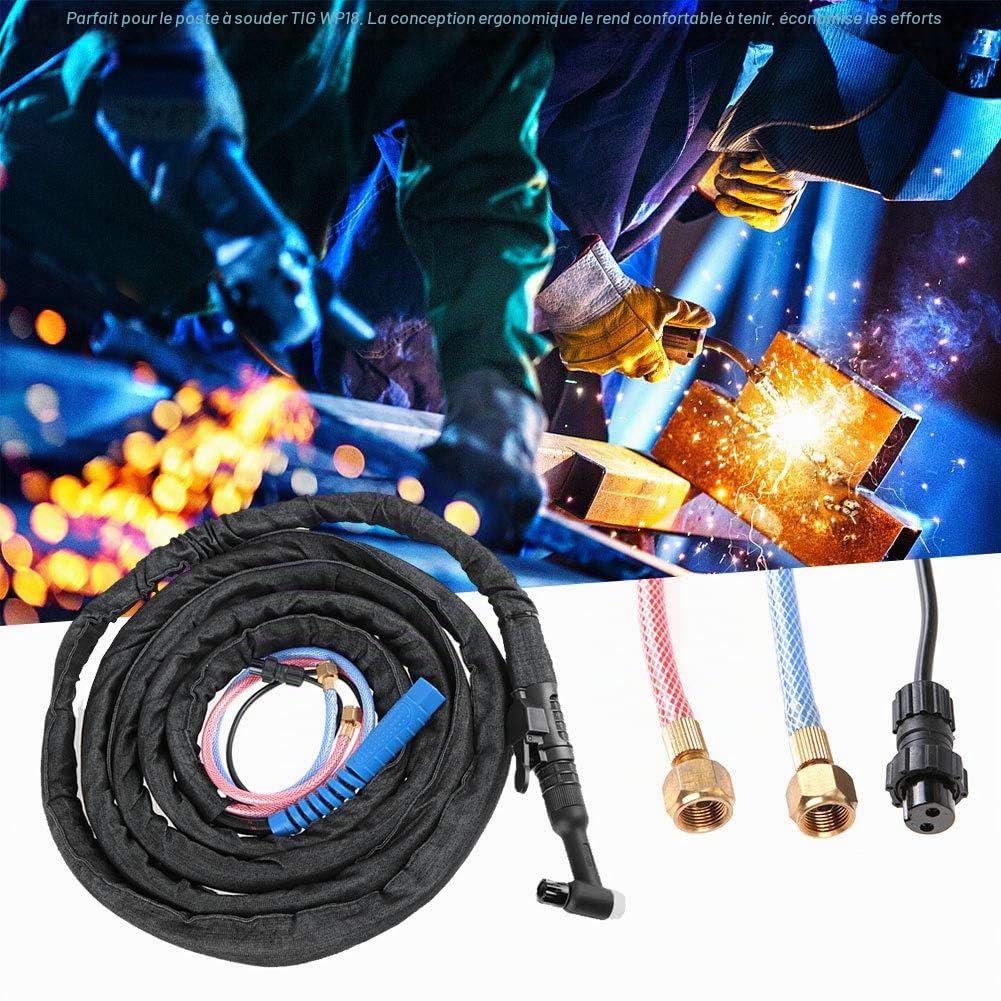 Kit de torche TIG refroidi à l'eau 4M / 8M WP18 Soudeurs Klutch Connecteur européen Puissance de gaz refroidie à l'air Incorporé Torche de soudage TIG Tête flexible(#01 4m, 1912g/67.4oz)