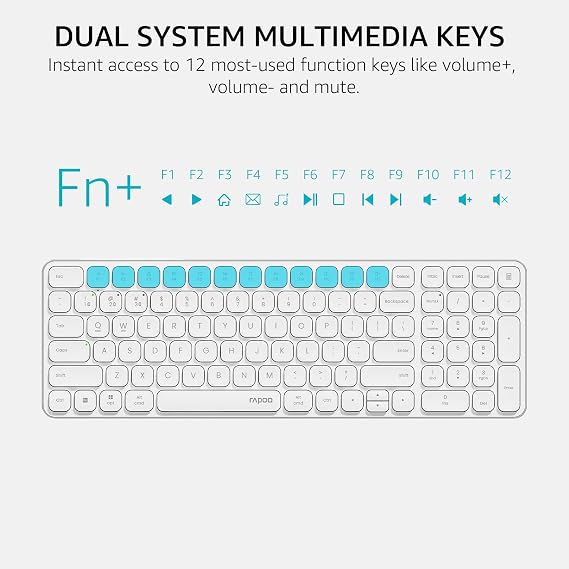 Rapoo E9350L Multi-Device Wireless Keyboard, Blade-Series E9350L 99-Key Ultra-Thin Keyboard, Support 4 Devices, Low-Profile, Quiet, USB-C, Rechargeable, Al-Alloy Frame, for Windows/Mac/Linux/Chrome