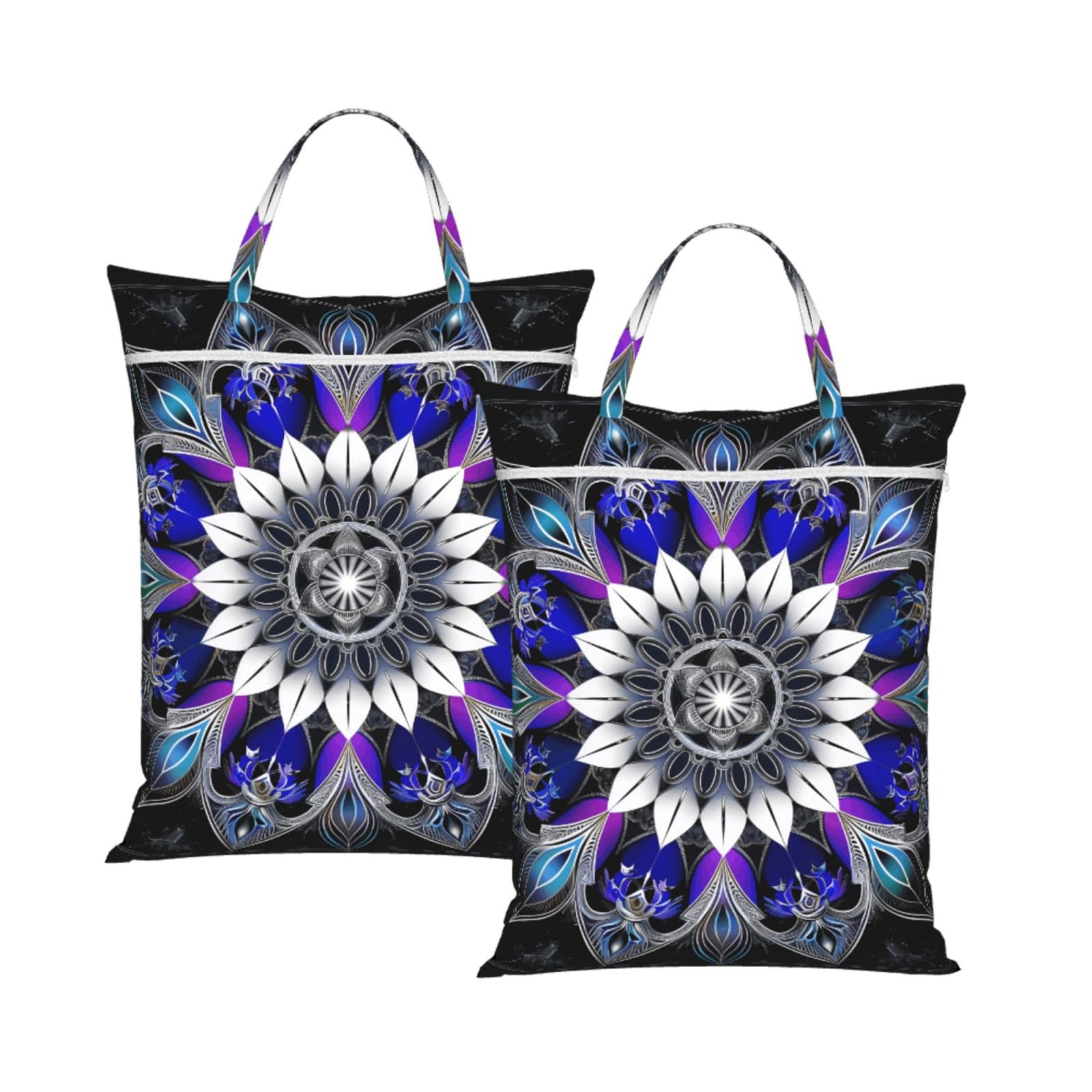 Large Travel Laundry Bags,Rectangle Mandala print Print with Handle Foldable Laundry Bag for Holidays Gym Swimming and Family Trips, 2Pcs