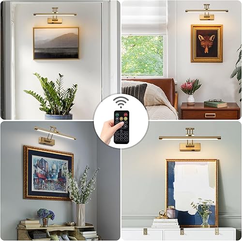 Miniatura 8 de Lámparas LED negras de 22.83 pulgadas, luz moderna de exhibición de arte negra para marcos de fotos, luces LED para marcos de fotos para pinturas,